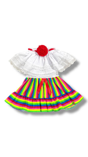 Pollera Tumba Hombre Fluorescente con Mota Roja