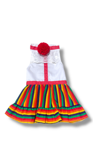 Pollera Tumba Hombre Tradicional sin Mangas con Mota Roja