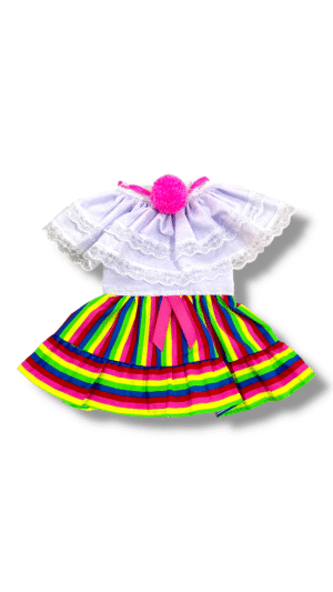 Pollera Tumba Hombre Fluorescente con Mota Rosa Neón